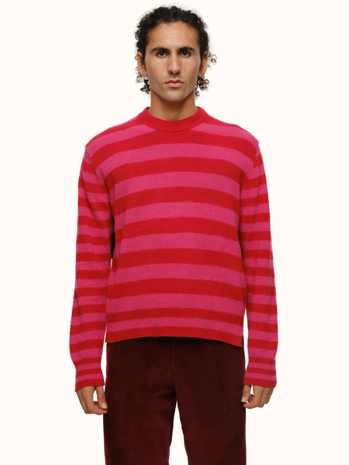 Jenn Striped Crewneck in Brushed Recycled Cashmere & Recycled Wool