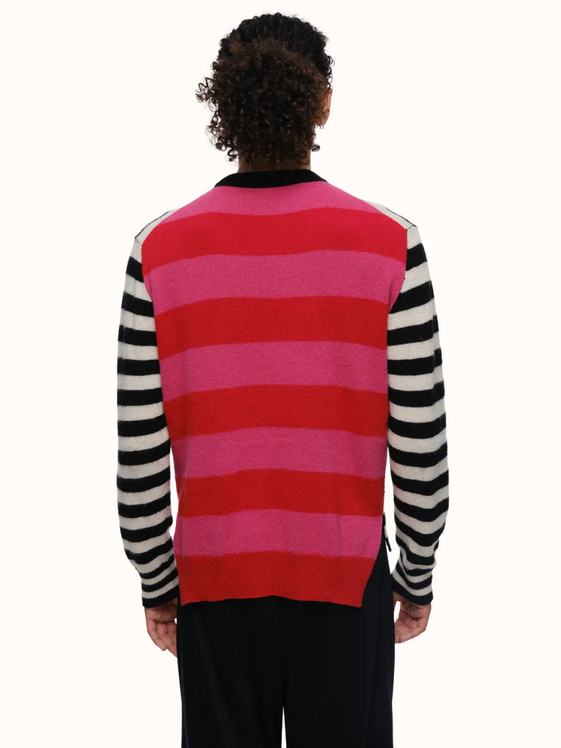 Jenn Striped Crewneck in Brushed Recycled Cashmere & Recycled Wool