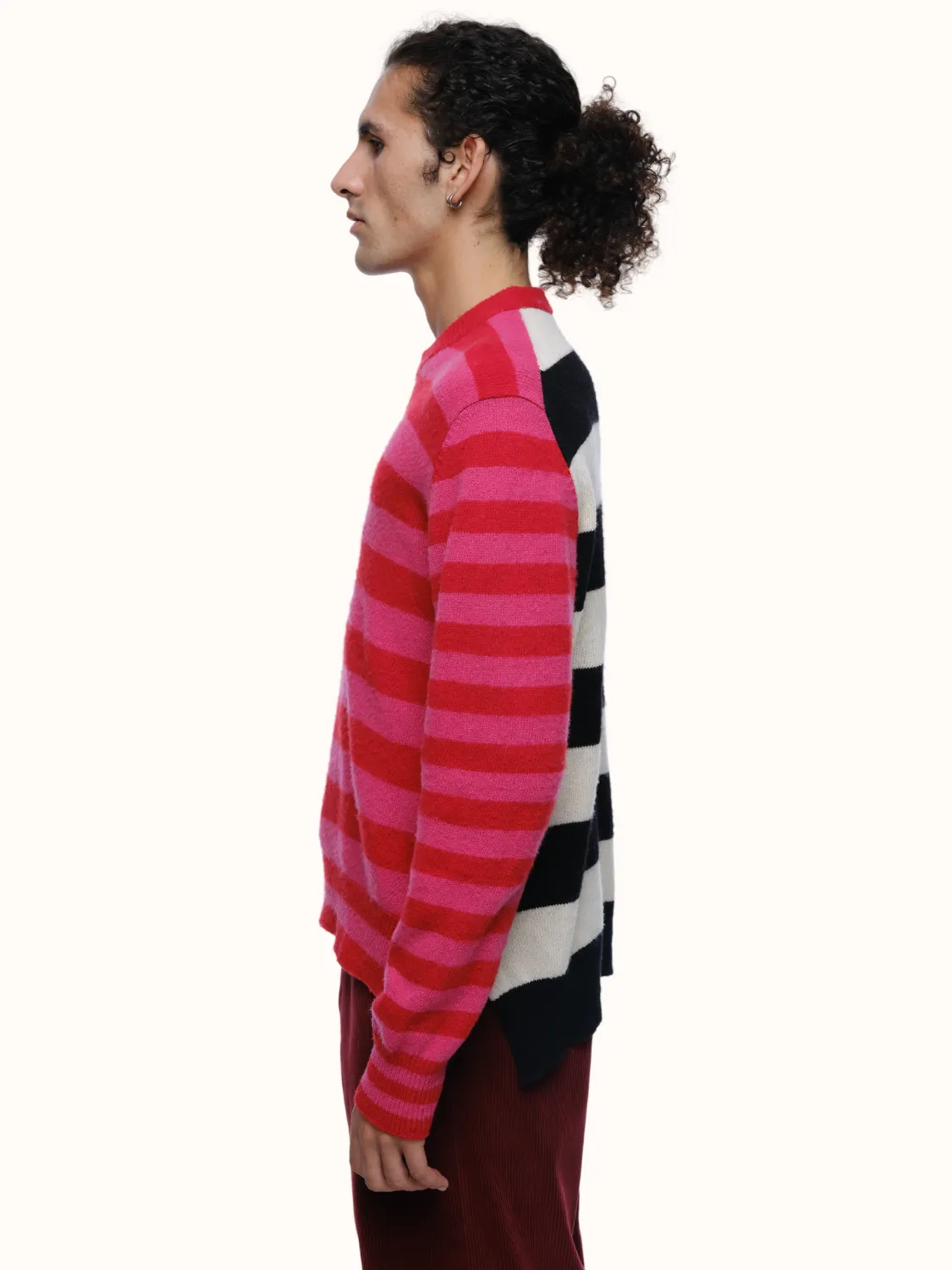 Jenn Striped Crewneck in Brushed Recycled Cashmere & Recycled Wool