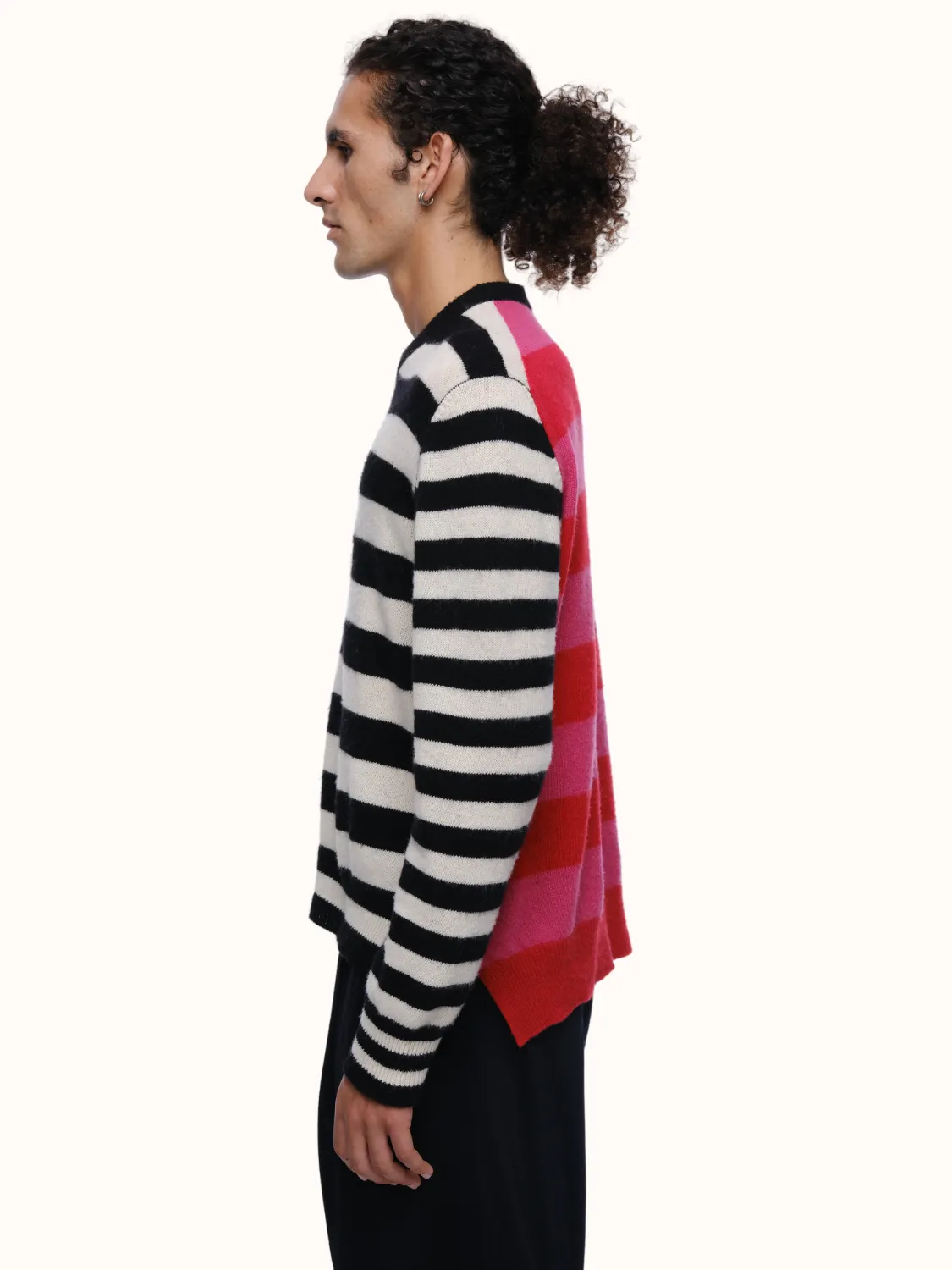 Jenn Striped Crewneck in Brushed Recycled Cashmere & Recycled Wool