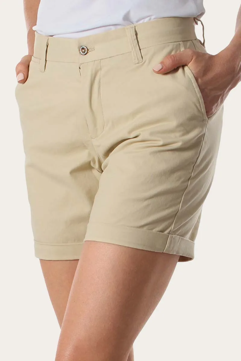 Chic Julia Womens Chino Shorts in Bone Color