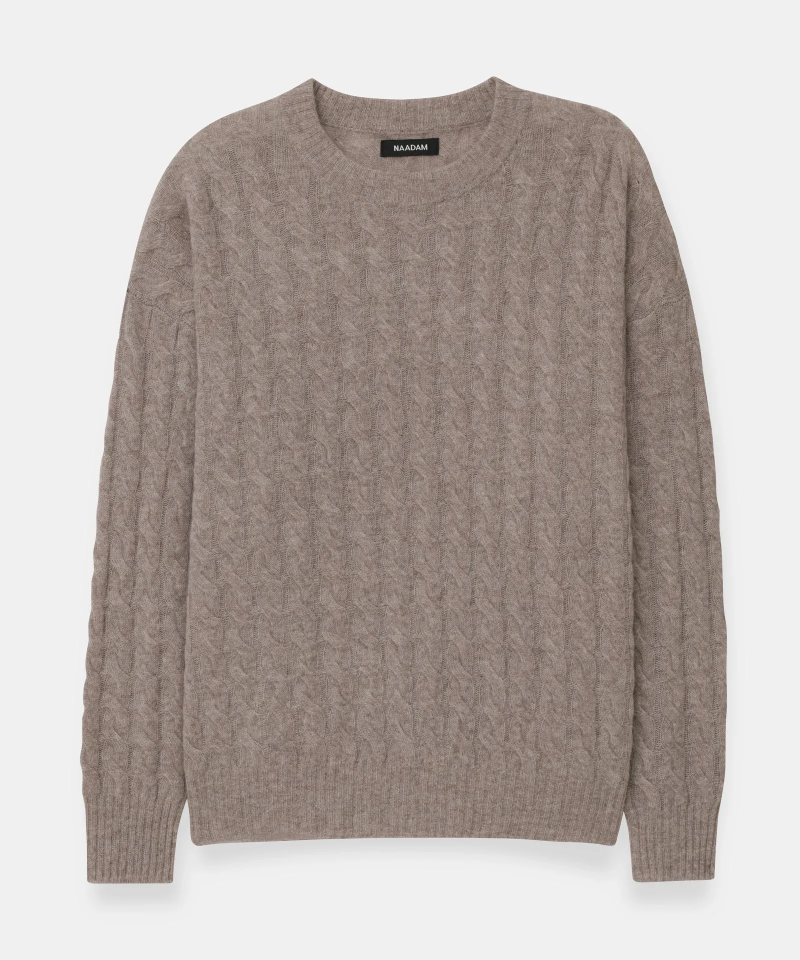 Lightweight Cashmere Cable Knit Oversized Crewneck