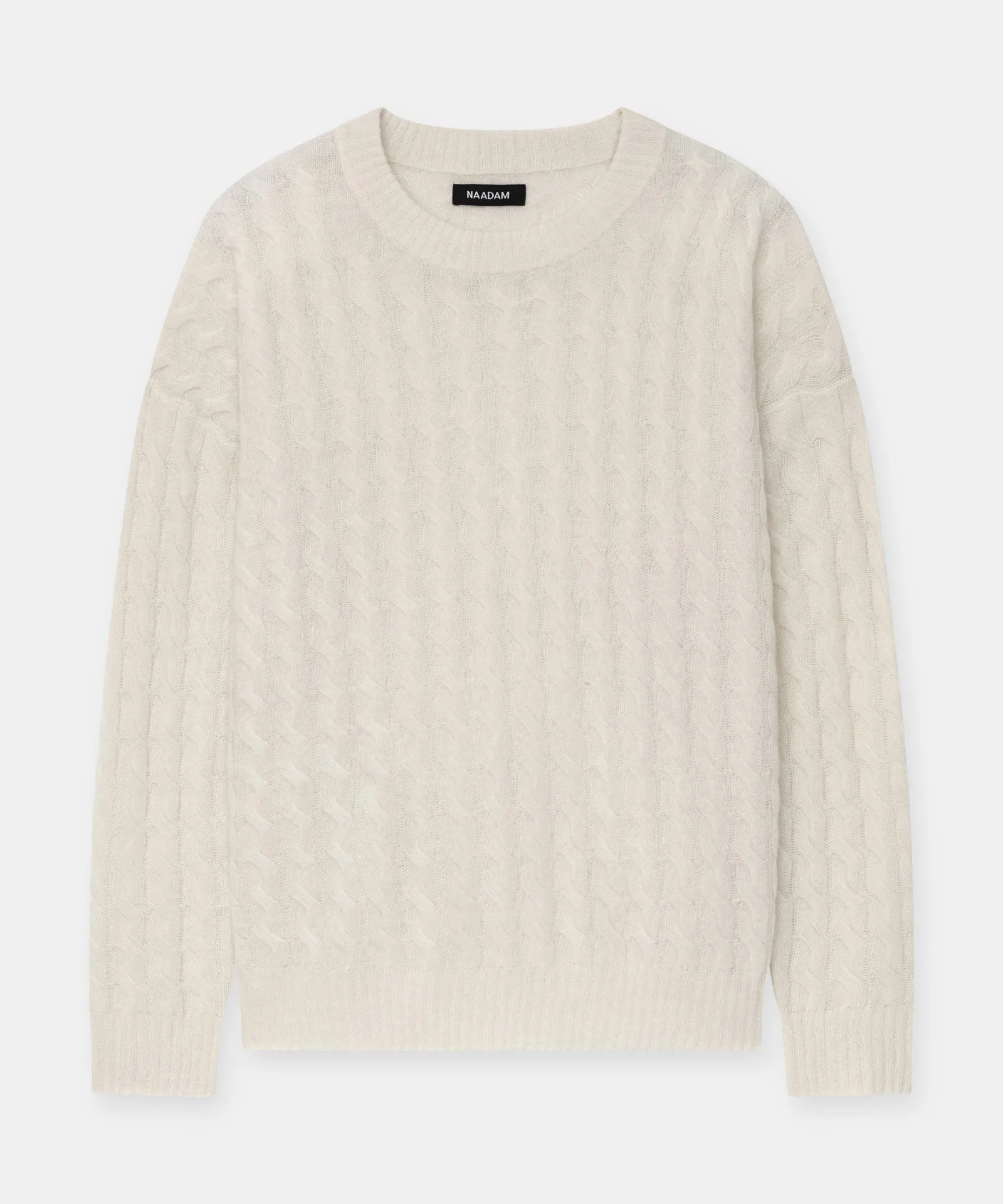 Lightweight Cashmere Cable Knit Oversized Crewneck