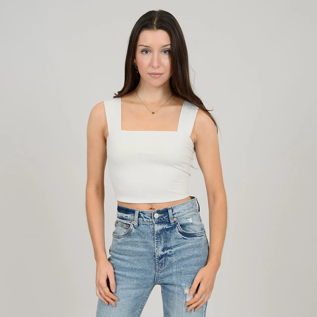 Lola's Room Square Neck Cropped Tank Top