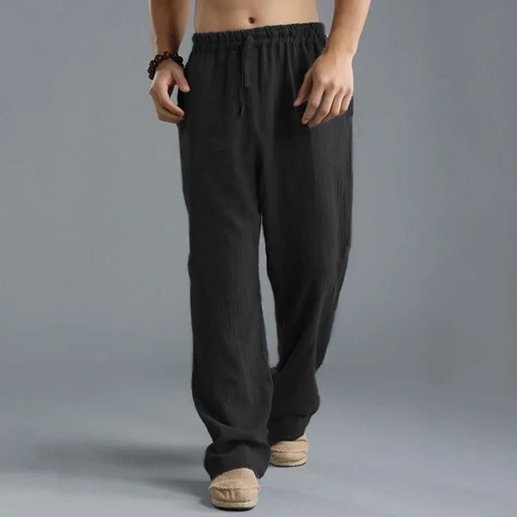 Loose casual pants with elastic waistline and linen breathable sports cotton and linen pants