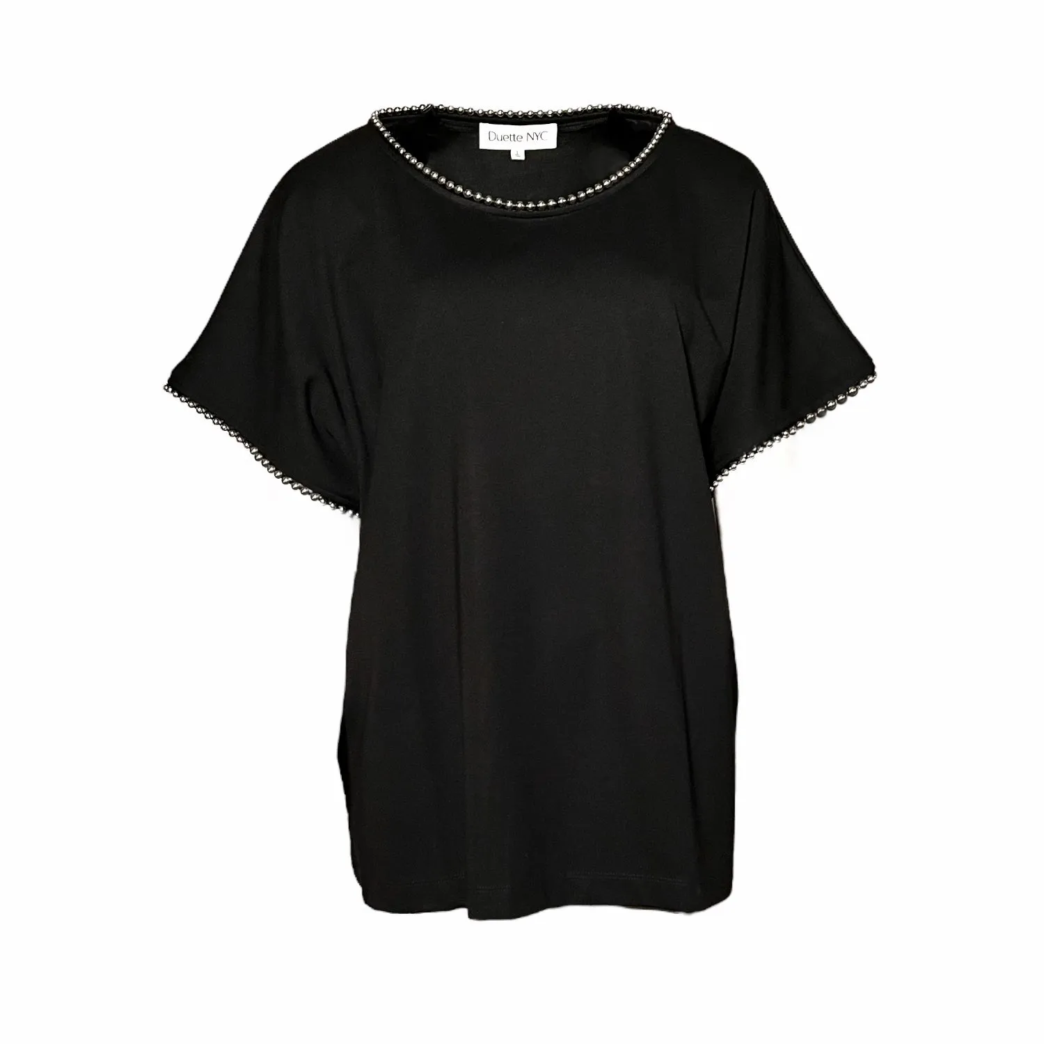 Luxe Knit Top with Metal Stud Trim - The Eldridge