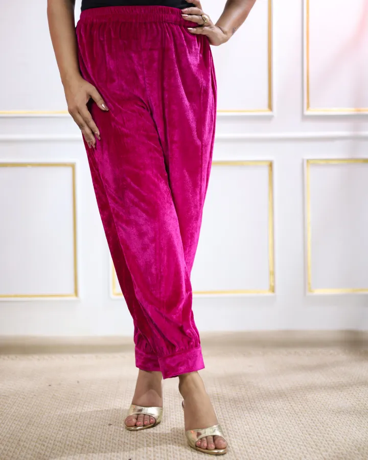 Magenta Pink Velvet Bottoms