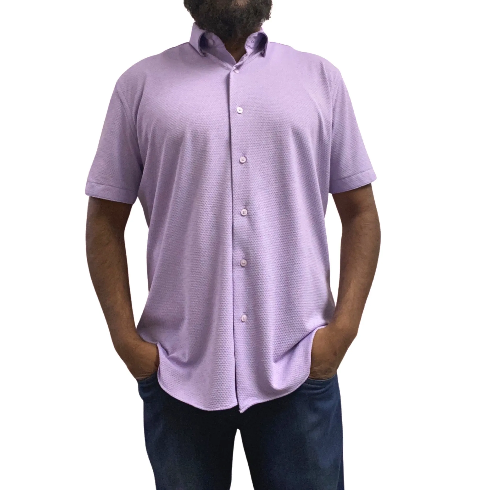 Max Coltan Men's Purple Stretch Button-Up Shirt - Style 4853