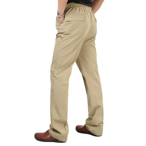 Mens 100% Cotton Loose Full-Length Casual Pants