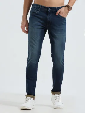 MEN'S  BLUE SOLID SLIM FIT JEANS