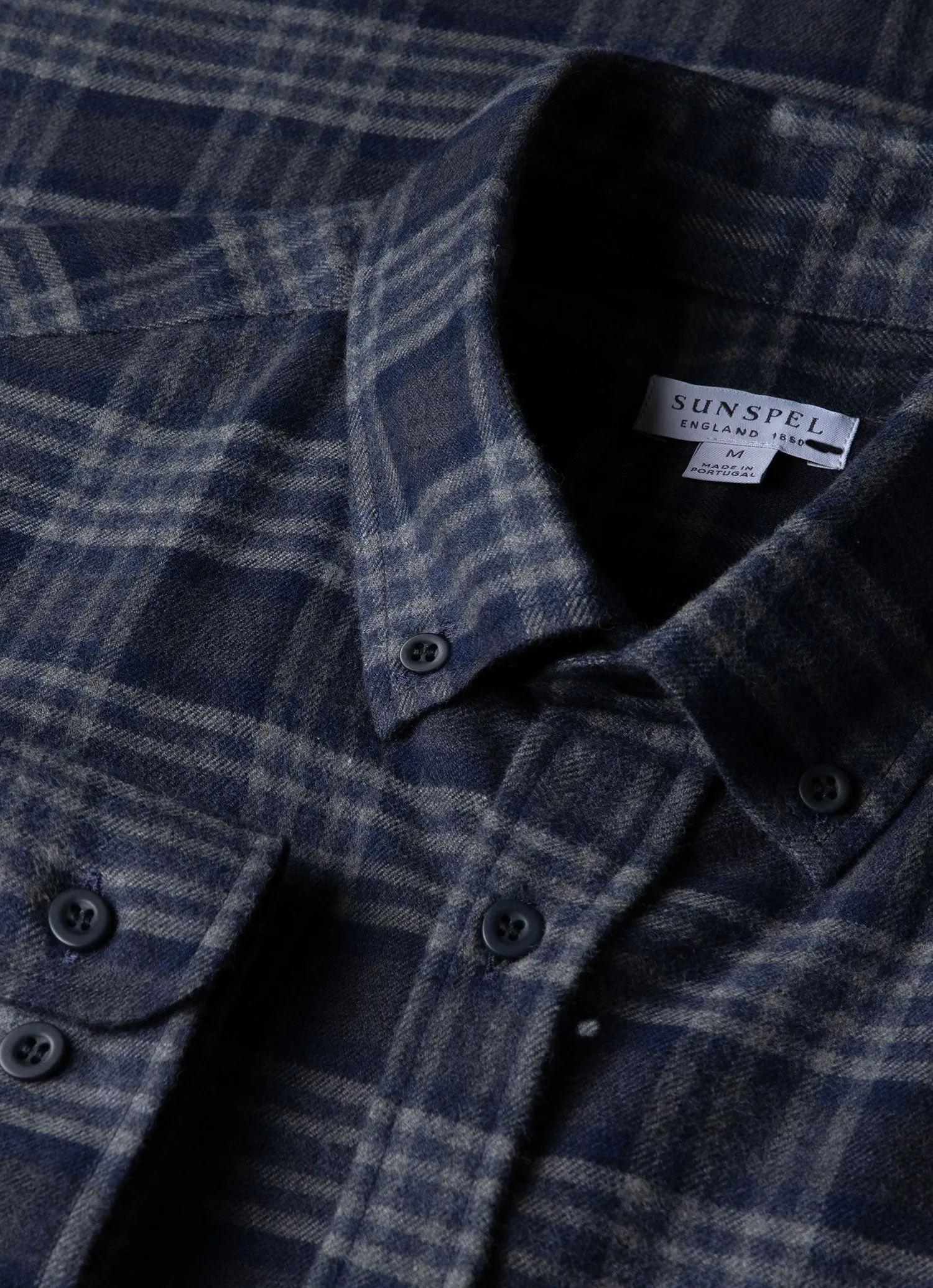 Men's Button Down Flannel Shirt in Navy Check