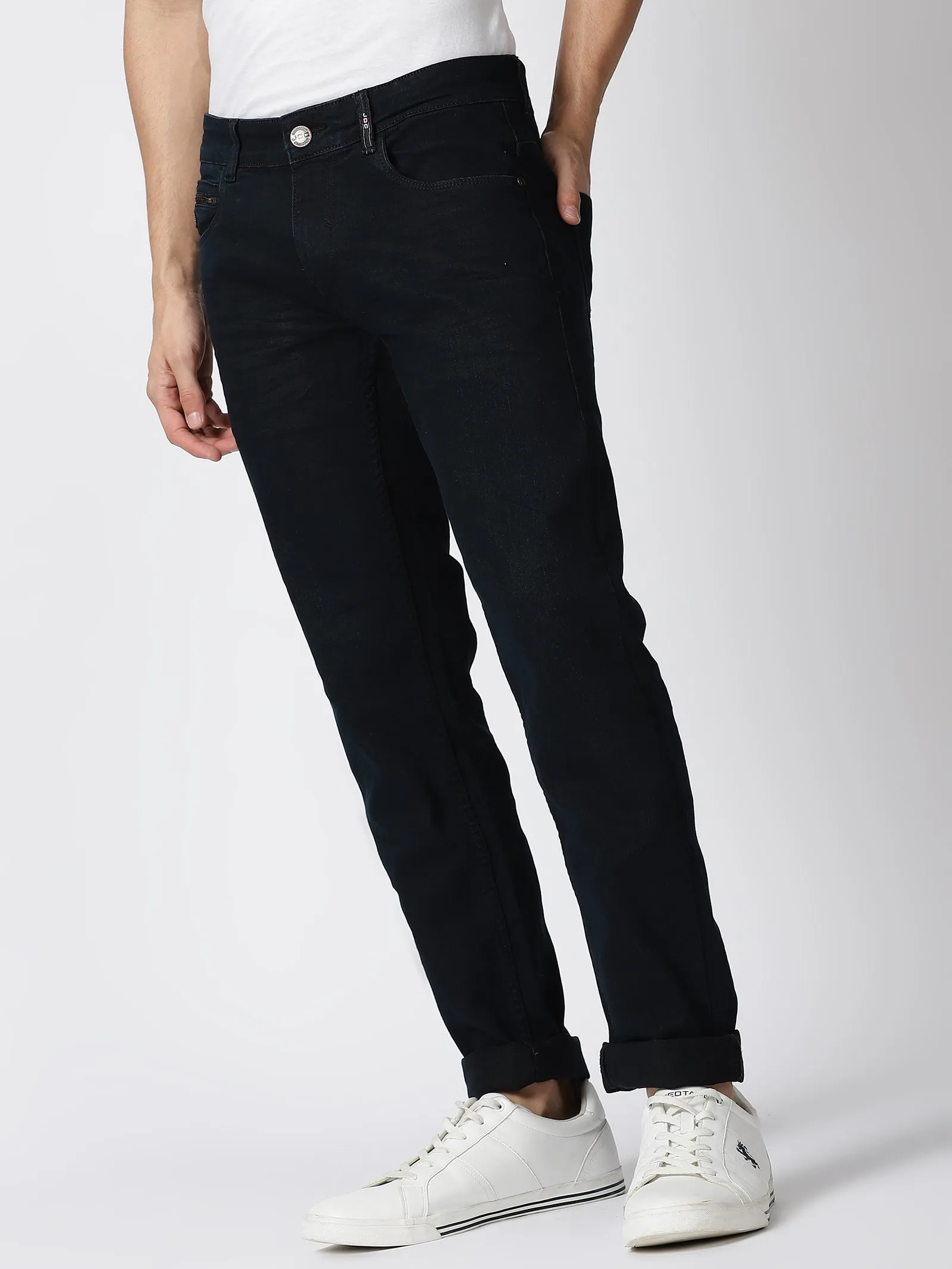 MEN'S DARK BLACK SOLID JASON FIT JEANS