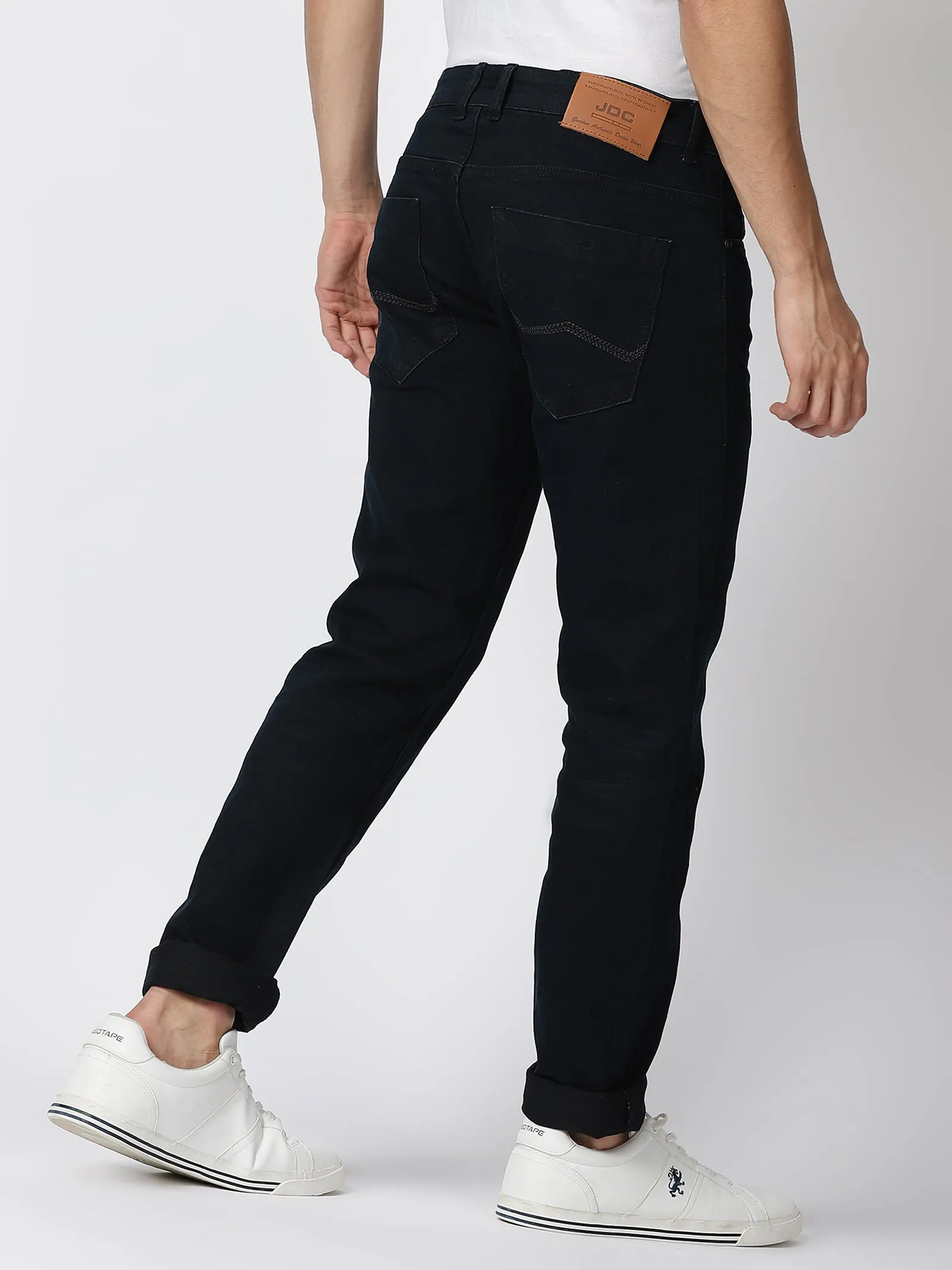 MEN'S DARK BLACK SOLID JASON FIT JEANS