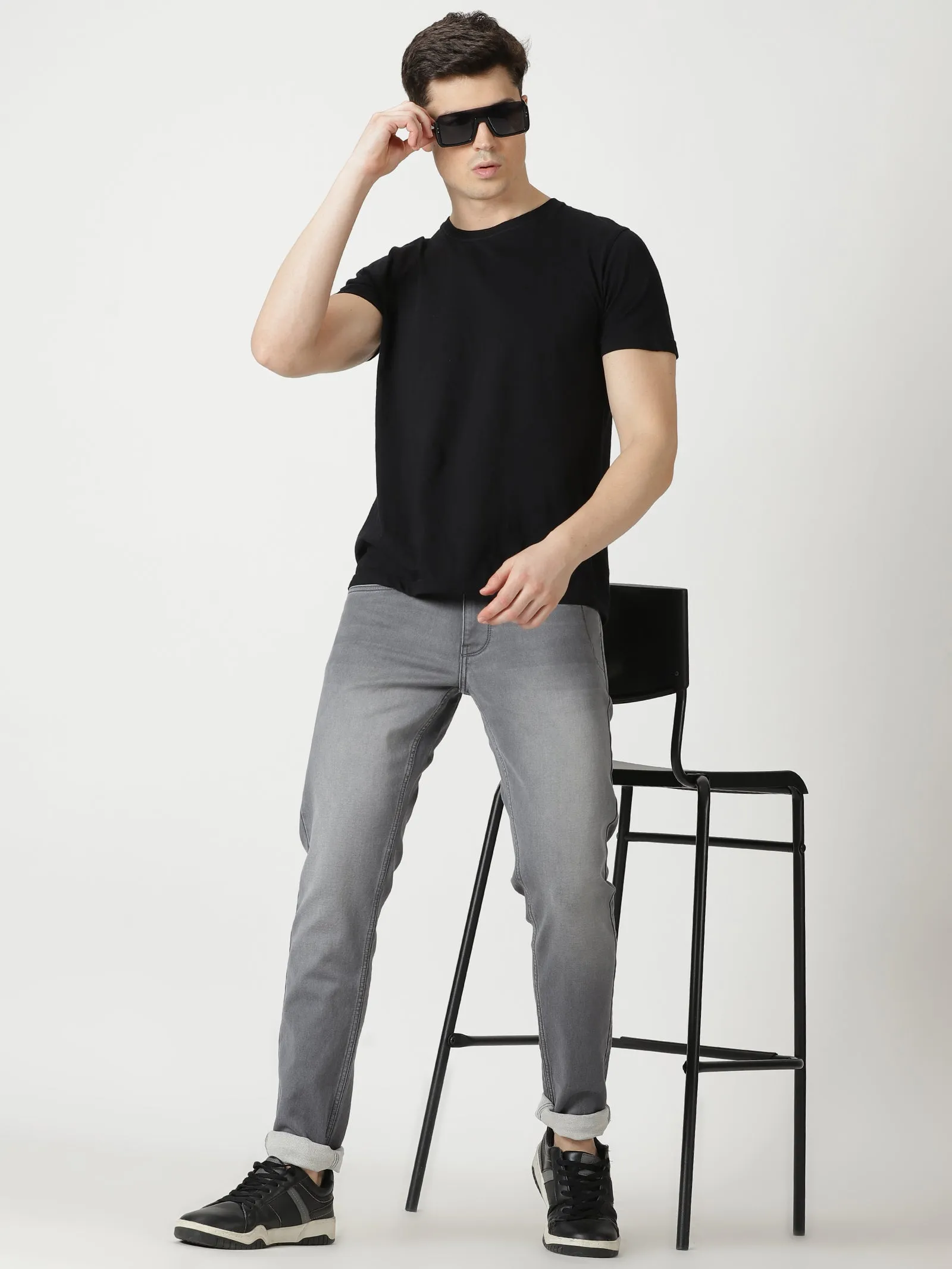 MEN'S  GREY SOLID JASON FIT JEANS