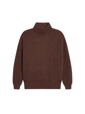 Mens Recycled Cashmere Funnel-Neck Sweater—chestnut brown