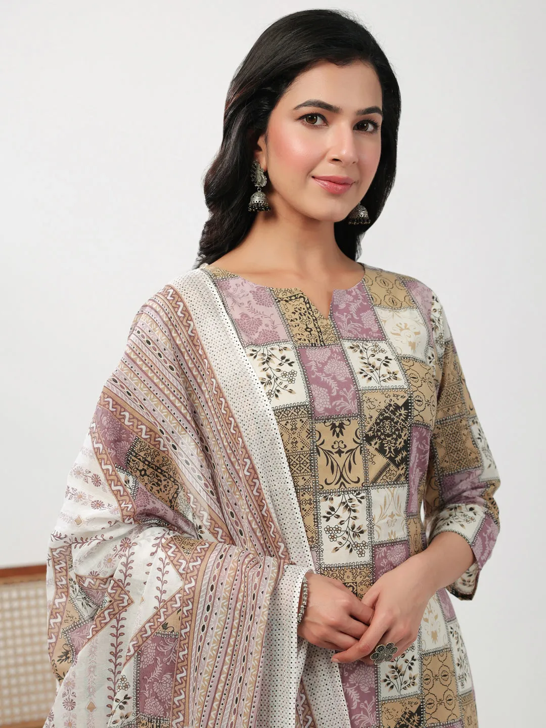 Multicolor Cotton Ethnic Motifs Kurta Set