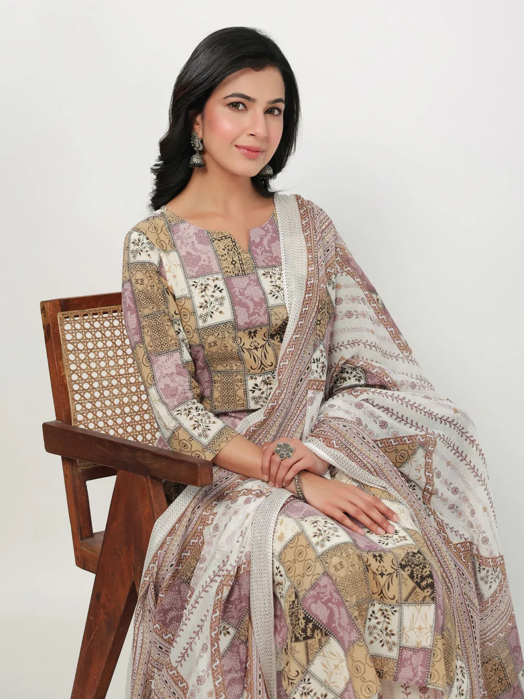 Multicolor Cotton Ethnic Motifs Kurta Set