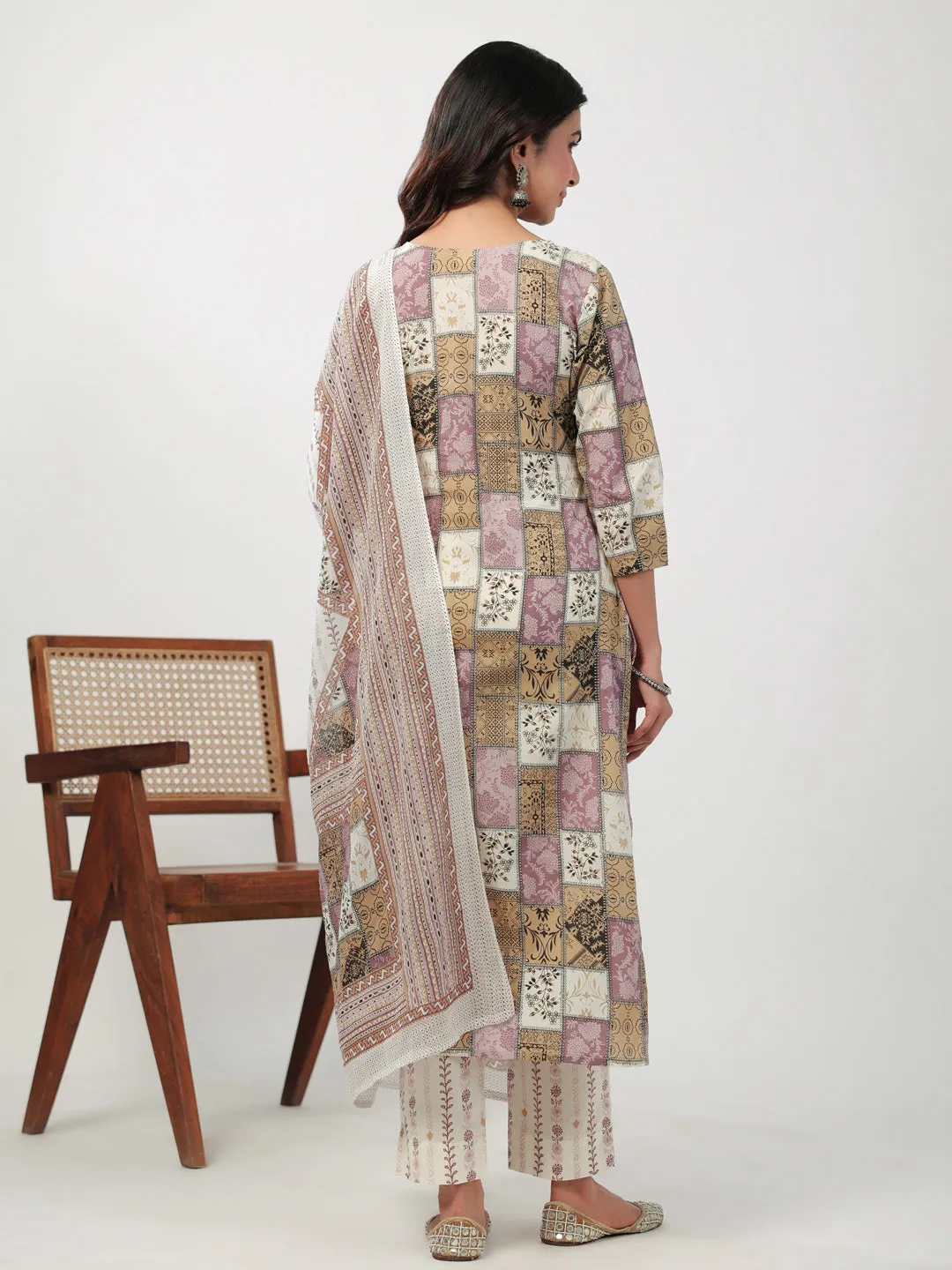 Multicolor Cotton Ethnic Motifs Kurta Set