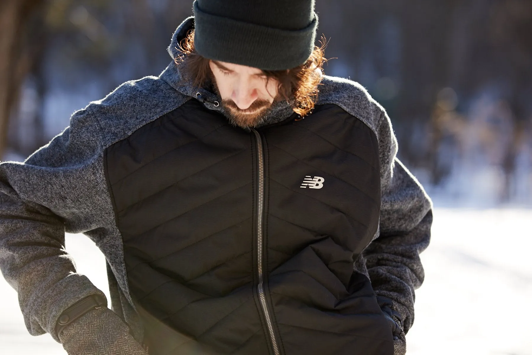 New Balance Men's Quilted Full-Zip Fleece Hooded Jacket