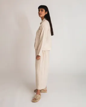 Nicole-May Linen Trousers In Cream