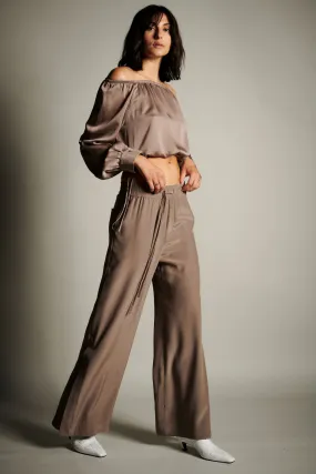 Pajama Wide Leg Silk Pants - Ash