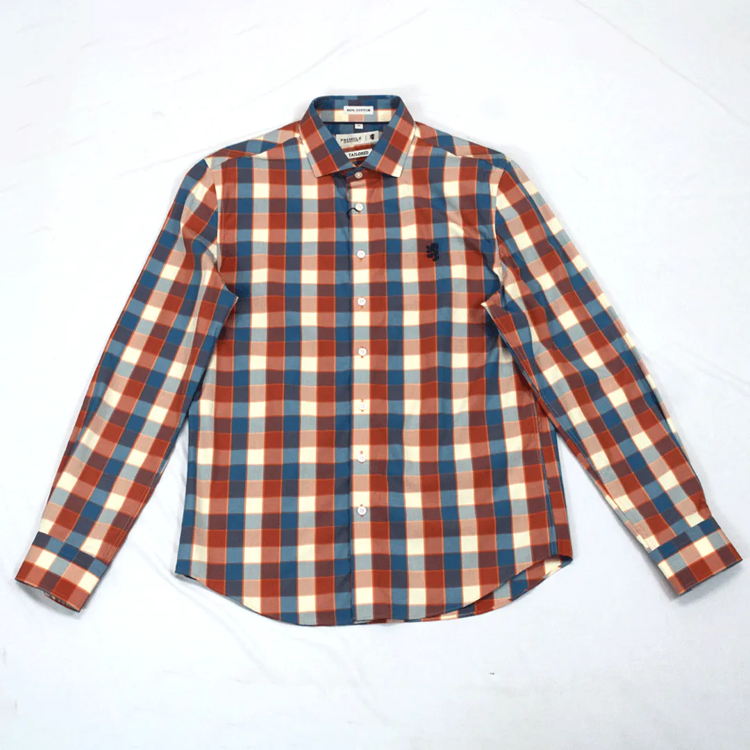 Pringle Rust Check LS Tailored Shirt