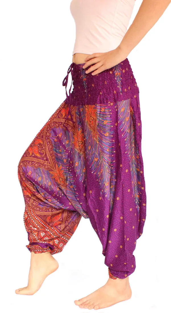 Purple Peacock Aladdin Pants