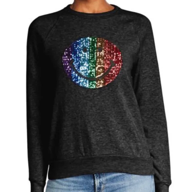 Smiley face sequins  organic unisex sweatshirt