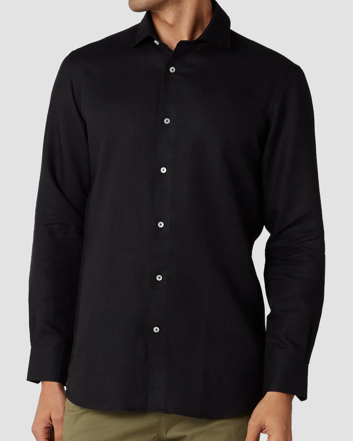 Soft Washed Linen Shirt - Black