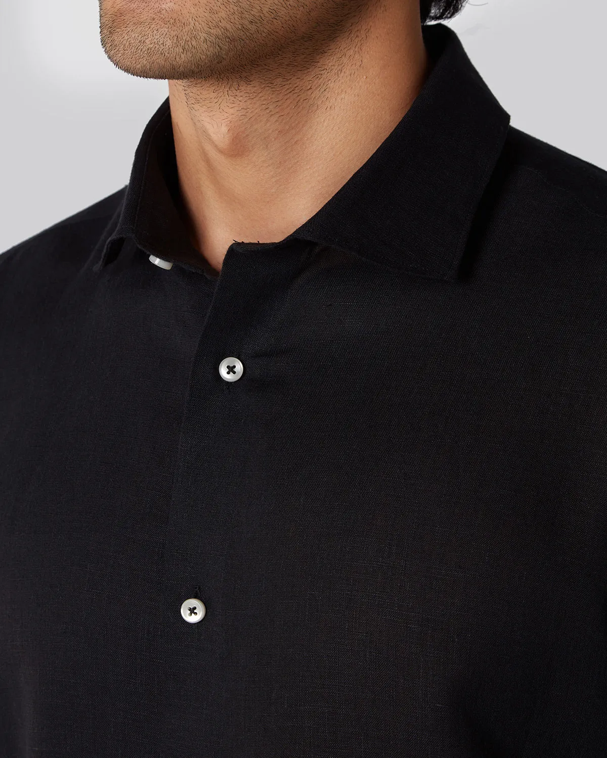 Soft Washed Linen Shirt - Black