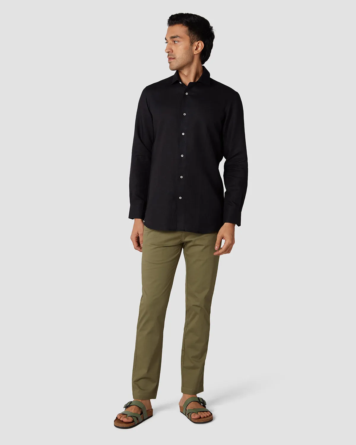 Soft Washed Linen Shirt - Black