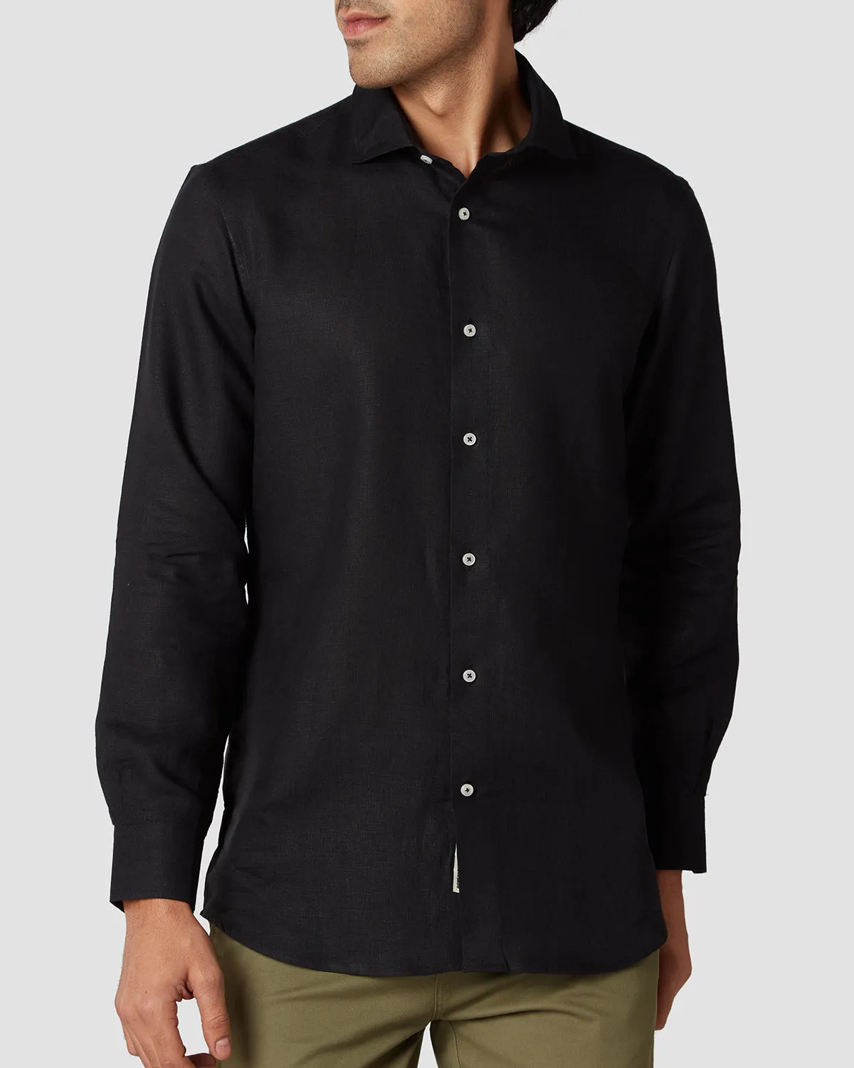 Soft Washed Linen Shirt - Black