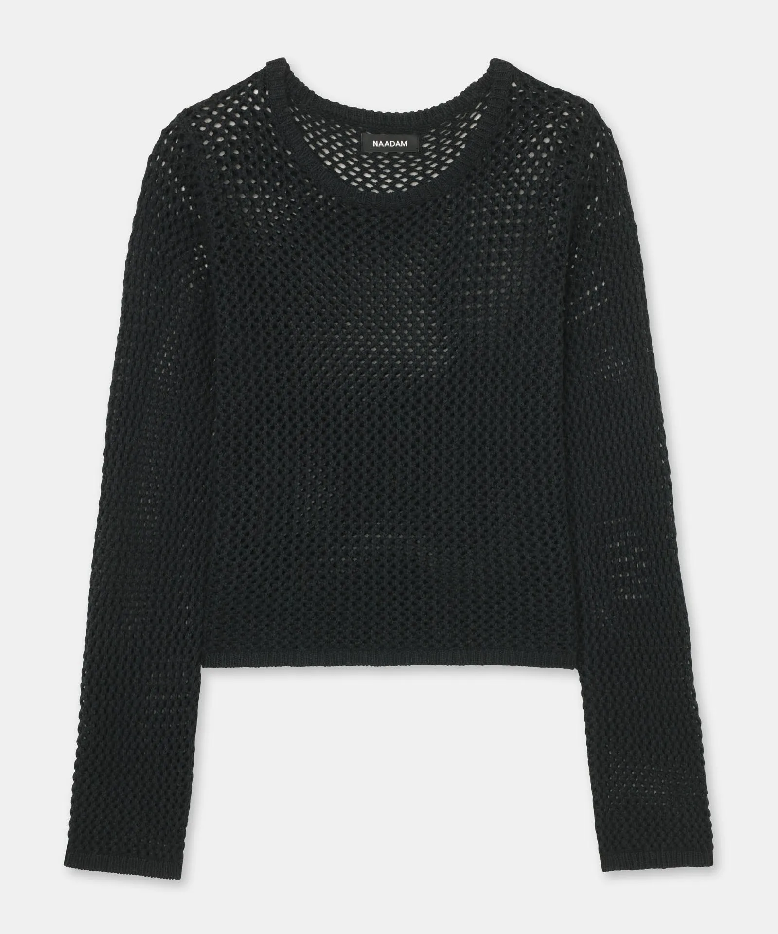 Textured Crochet Crewneck Sweater