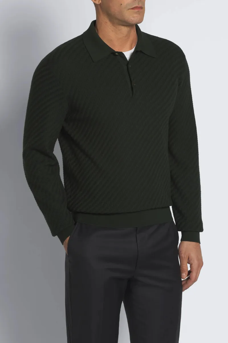 Trama Weave Polo Sweater