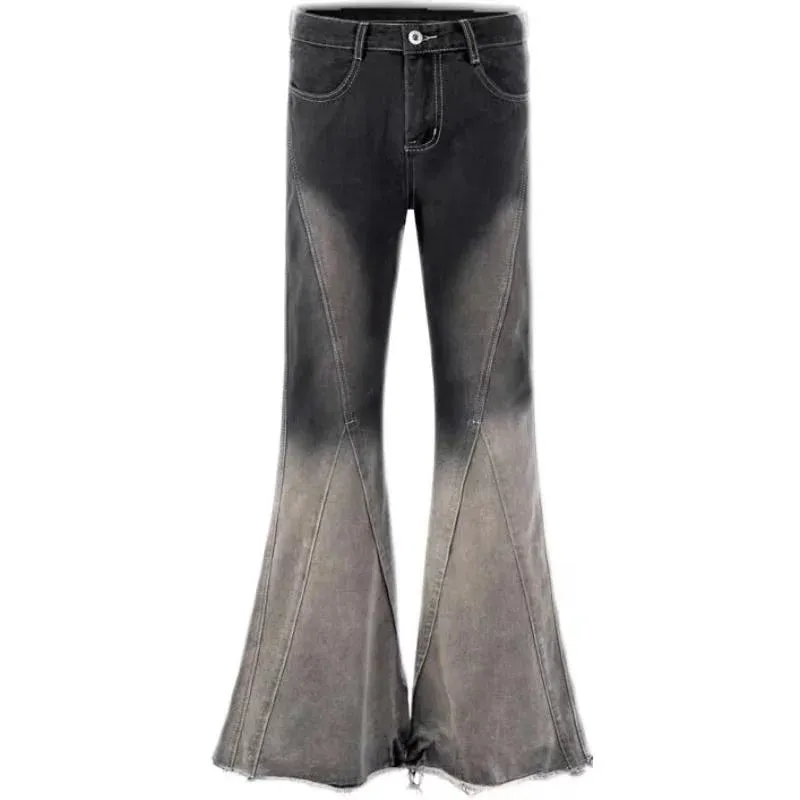 Wiaofellas  -  Gradient Jeans Men's Jeans Fashion Flare Pants New Jeans Splicing Jeans