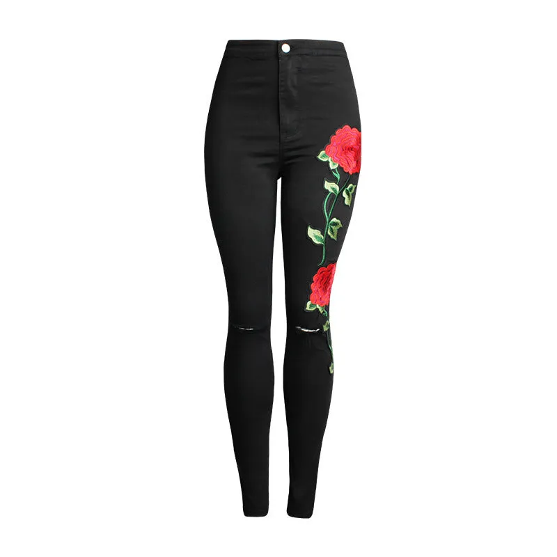 Women's 3D Embroidery Skinny Jeans