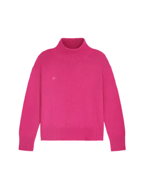 Women's Recycled Cashmere Turtleneck Sweater—tourmaline pink