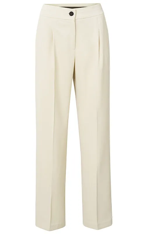 YAYA Woven Sum Sand Wide Leg Trousers W Pleat