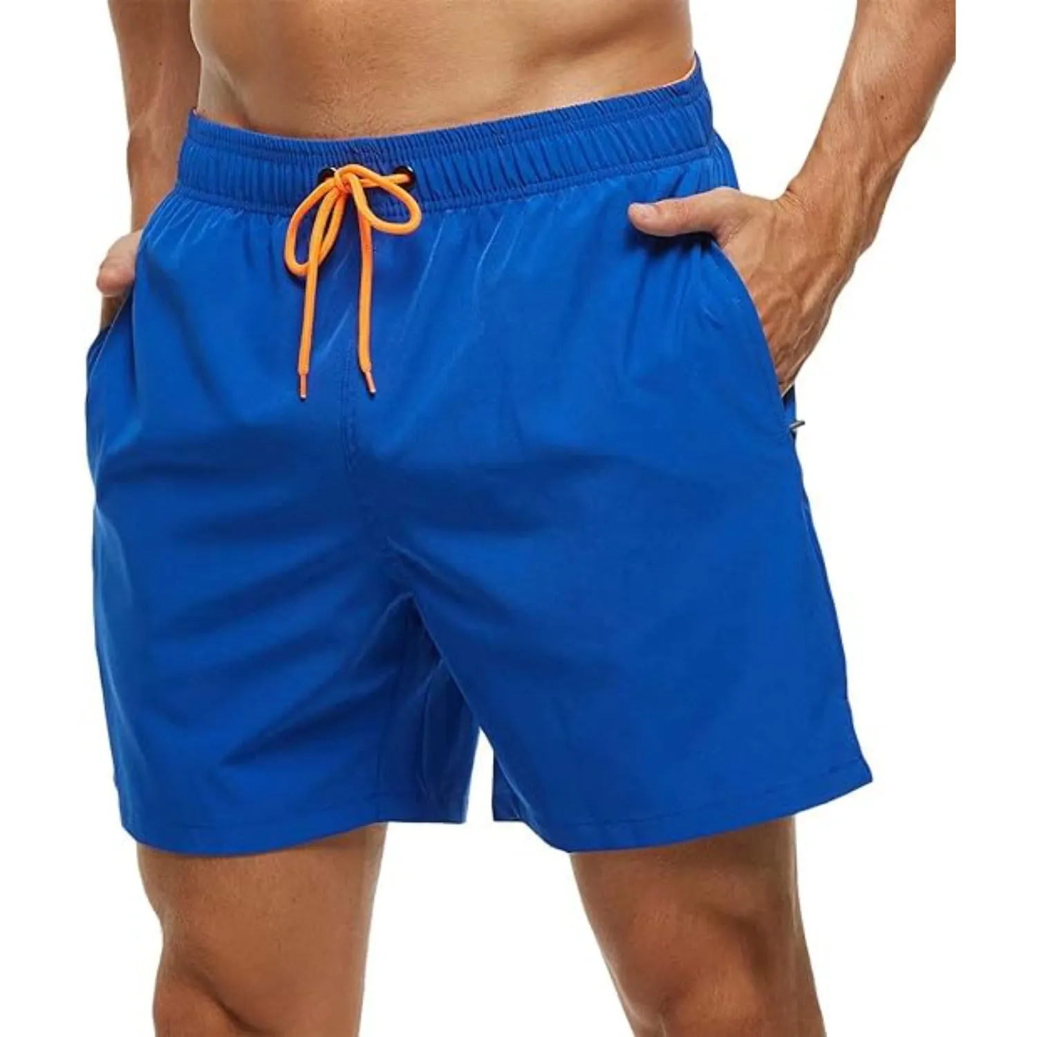 Zipper Pockets With Stretchable Swim Shorts